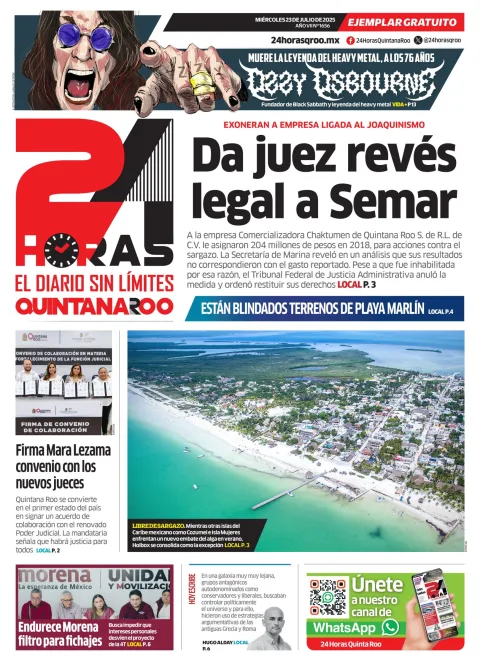 Portada de 24 Horas Quintana Roo