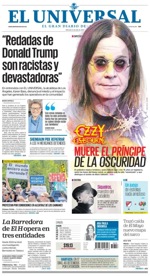 Portada de El Universal