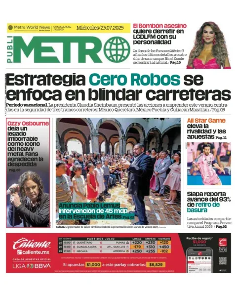 Portada de Publimetro Guadalajara del 2025-07-23