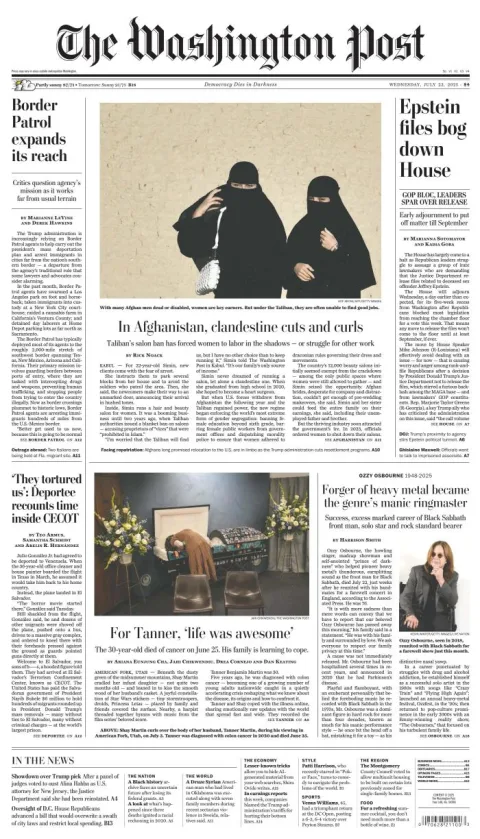 Portada de The Washington Post del miércoles, 23 de julio de 2025
