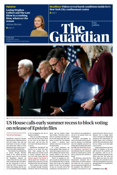 Portada de The Guardian (usa) del 2025-07-23