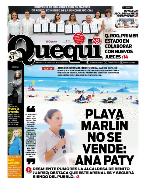 Portada de Quequi del miércoles, 23 de julio de 2025
