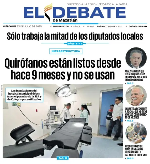 Portada de El Debate de Mazatlan del 2025-07-23