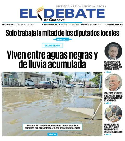 Portada de El Debate de Guasave del 2025-07-23