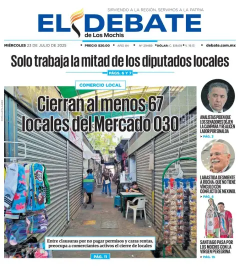 Portada de El Debate de los Mochis del 2025-07-23