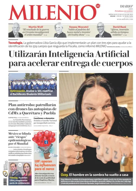 Portada de Milenio Leon del miércoles, 23 de julio de 2025