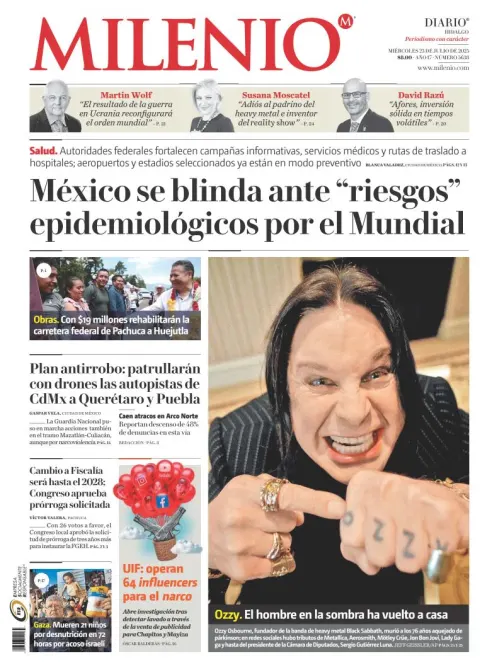 Portada de Milenio Hidalgo del miércoles, 23 de julio de 2025