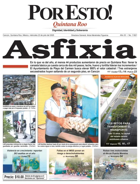 Portada de Por Esto (quintana Roo Cancun) del miércoles, 23 de julio de 2025