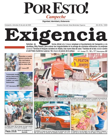 Portada de Por Esto (campeche) del miércoles, 23 de julio de 2025