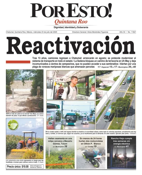Portada de Por Esto (quintana Roo Chetumal) del miércoles, 23 de julio de 2025