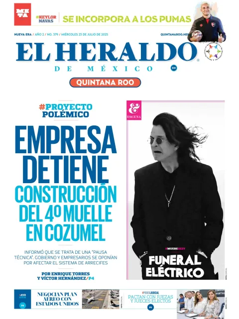 Portada de El Heraldo de Mexico - Quintana Roo del miércoles, 23 de julio de 2025