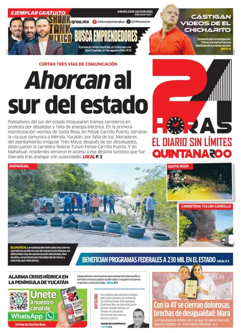 Portada de 24 Horas Quintana Roo
