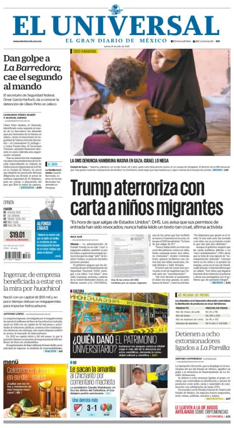 Portada de El Universal