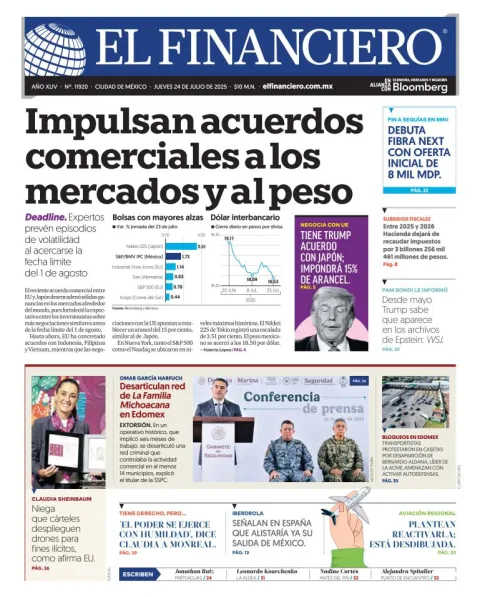 Portada de El Financiero del jueves, 24 de julio de 2025