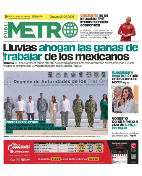Portada de Publimetro Guadalajara del 2025-07-24