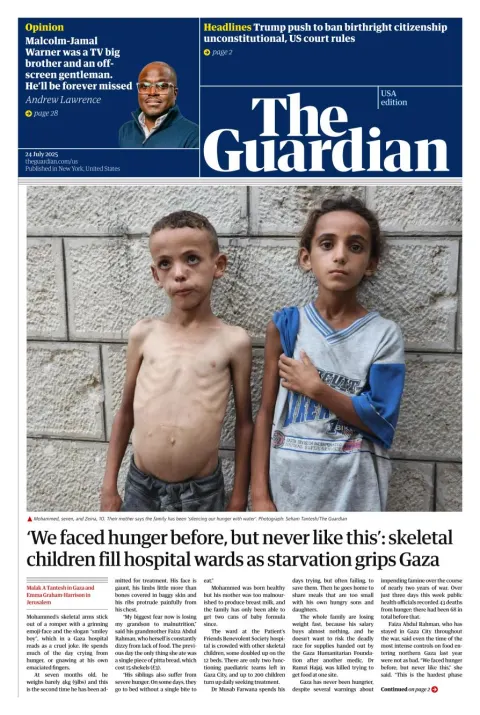 Portada de The Guardian (usa) del 2025-07-24