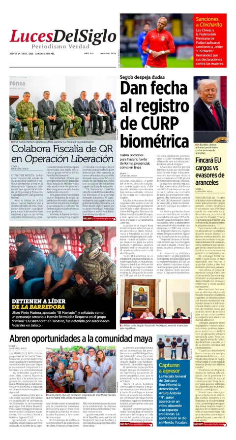 Portada de Luces del Siglo del jueves, 24 de julio de 2025