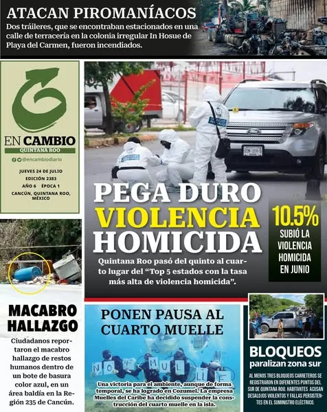 Portada de En Cambio - Quintana Roo (contraportada) del jueves, 24 de julio de 2025