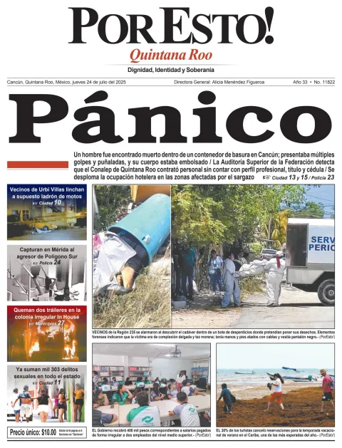 Portada de Por Esto (quintana Roo Cancun) del jueves, 24 de julio de 2025