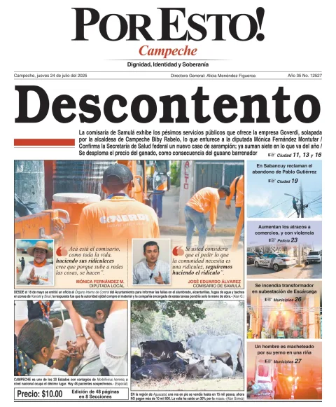 Portada de Por Esto (campeche) del jueves, 24 de julio de 2025