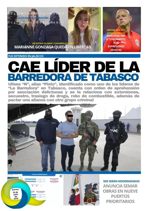 Portada de El Quintana Roo (contraportada) del jueves, 24 de julio de 2025