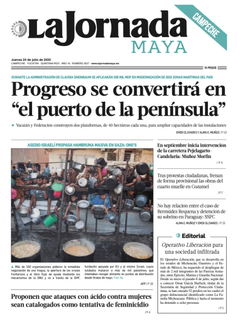 Portada de La Jornada Maya Campeche del jueves, 24 de julio de 2025