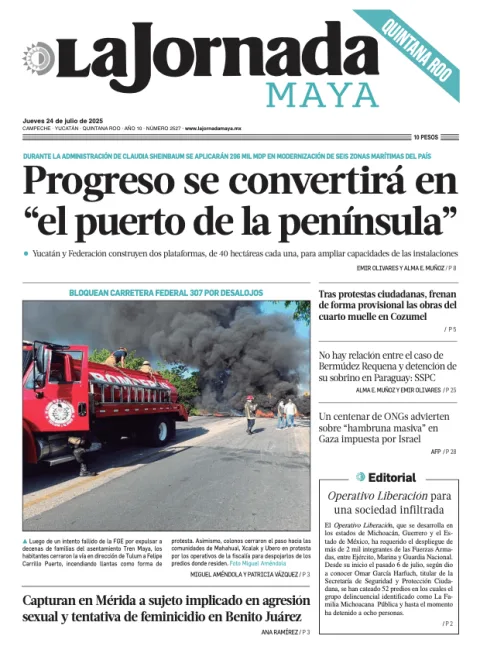 Portada de La Jornada Maya Quintana Roo del jueves, 24 de julio de 2025