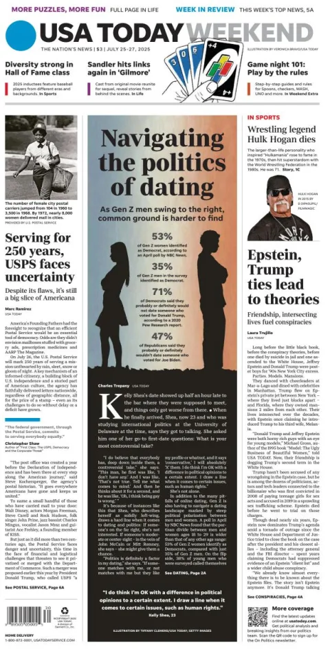 Portada de Usa Today del viernes, 25 de julio de 2025