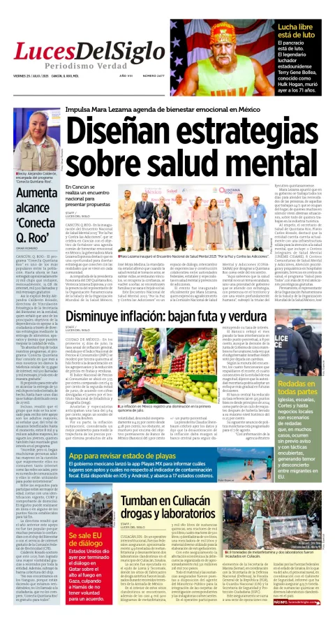 Portada de Luces del Siglo del viernes, 25 de julio de 2025
