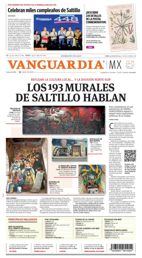Portada de Vanguardia del viernes, 25 de julio de 2025