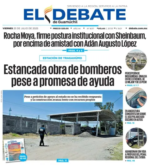 Portada de El Debate de Guamuchil del 2025-07-25