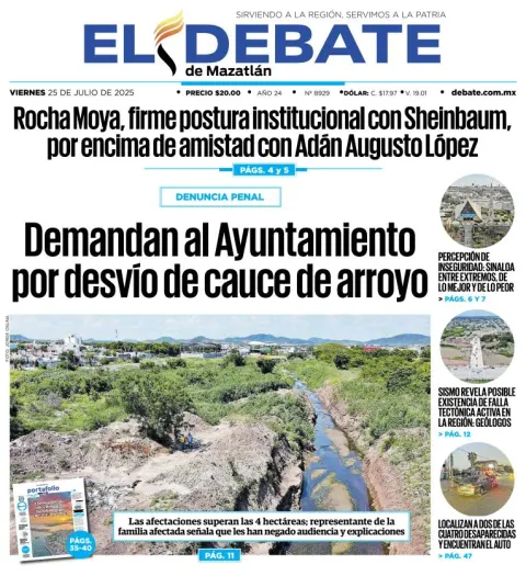 Portada de El Debate de Mazatlan del 2025-07-25