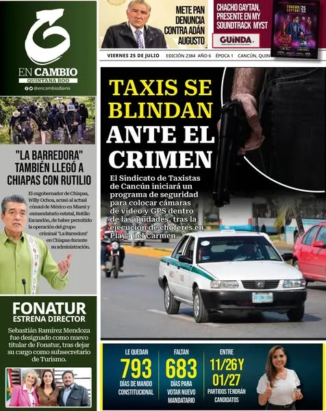 Portada de En Cambio - Quintana Roo (portada) del viernes, 25 de julio de 2025