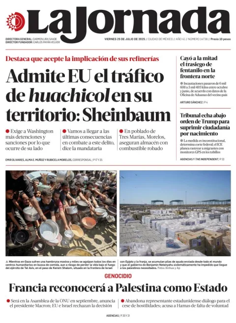Portada de La Jornada del viernes, 25 de julio de 2025