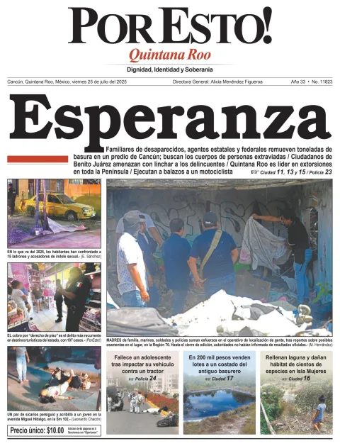 Portada de Por Esto (quintana Roo Cancun) del viernes, 25 de julio de 2025