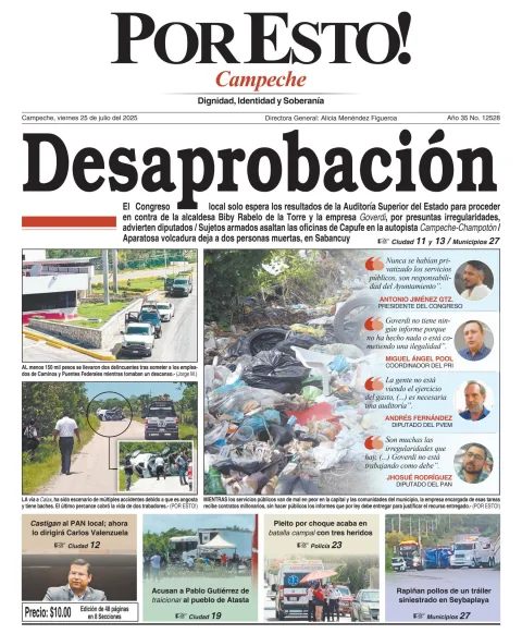 Portada de Por Esto (campeche) del viernes, 25 de julio de 2025