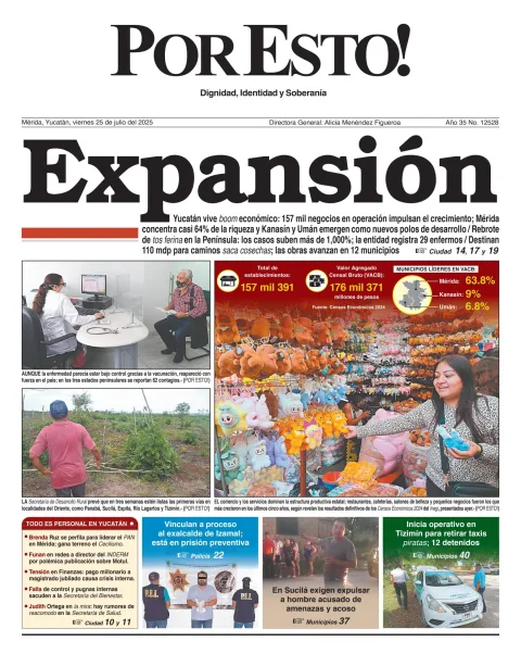 Portada de Por Esto (merida, Yucatan) del viernes, 25 de julio de 2025