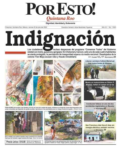 Portada de Por Esto (quintana Roo Chetumal) del viernes, 25 de julio de 2025