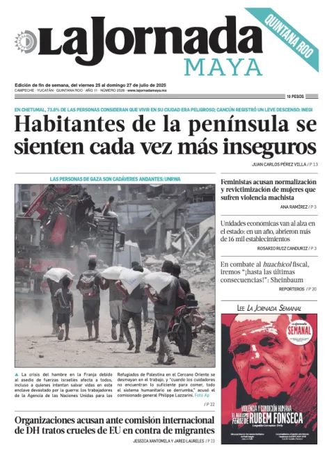 Portada de La Jornada Maya Quintana Roo del viernes, 25 de julio de 2025