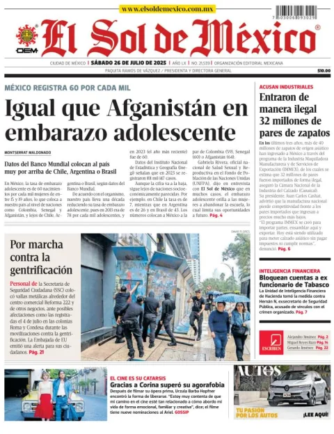 Portada de El Sol de Mexico