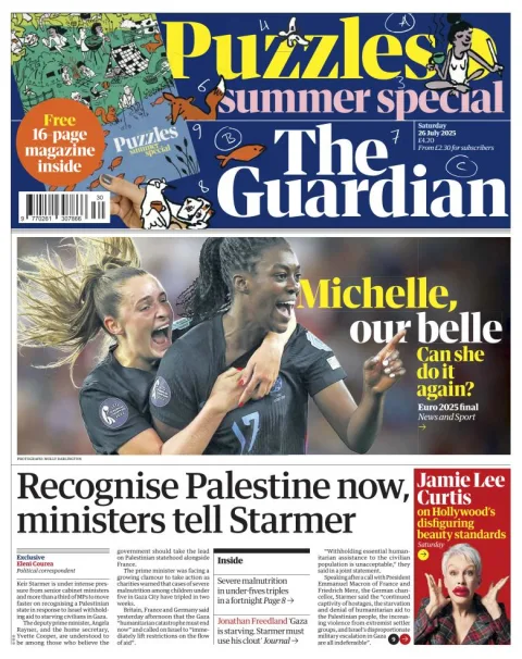 Portada de The Guardian (reino Unido)