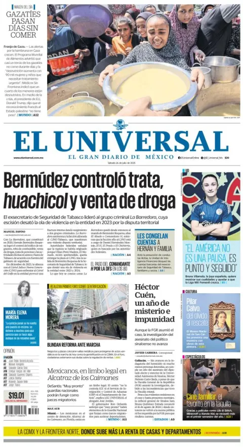 Portada de El Universal