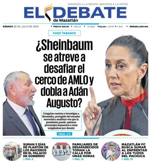 Portada de El Debate de Mazatlan del 2025-07-26
