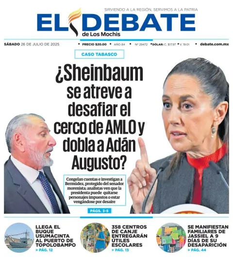Portada de El Debate de los Mochis del 2025-07-26