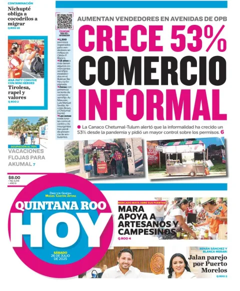 Portada de Quintana Roo Hoy del 2025-07-26