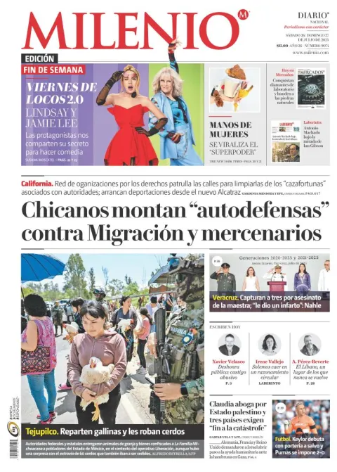 Portada de Milenio del sábado, 26 de julio de 2025