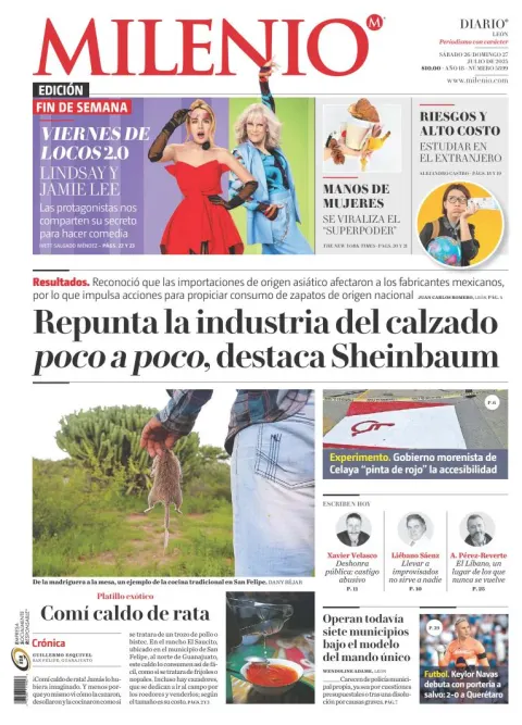 Portada de Milenio Leon del sábado, 26 de julio de 2025