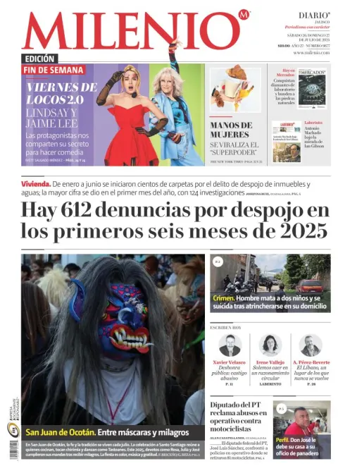 Portada de Milenio Jalisco del sábado, 26 de julio de 2025