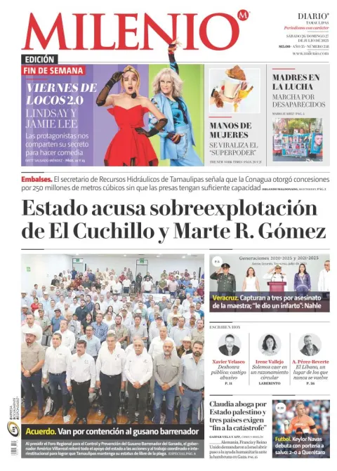 Portada de Milenio Tamaulipas del sábado, 26 de julio de 2025
