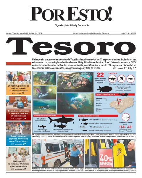 Portada de Por Esto (merida, Yucatan) del sábado, 26 de julio de 2025